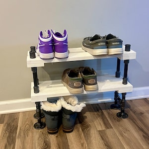 NEW 8" Depth Industrial Shoe Rack, Shoe Storage, Shoe Rack, Entryway Shoe Organizer, Shoe Stand (Made from PVC boards)