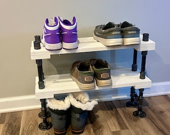 NEW 8" Depth Industrial Shoe Rack, Shoe Storage, Shoe Rack, Entryway Shoe Organizer, Shoe Stand (Made from PVC boards)