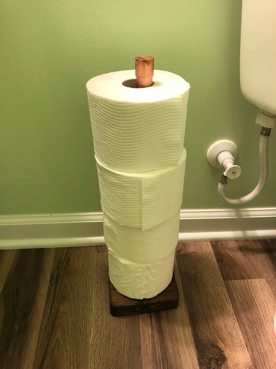 1/2" or 3/4" Copper Pipe Toilet Paper Holder (Pick your own stain (Base))