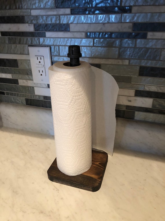 Industrial black pipe Paper Towel Holder (Pick your own stain for the base)