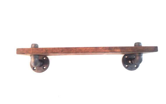 Industrial Black Pipe Shelf and 1"x12" Wood (Pick your own stain) & (Pick your size 12", 14", 16", 18",20",22", or 24")