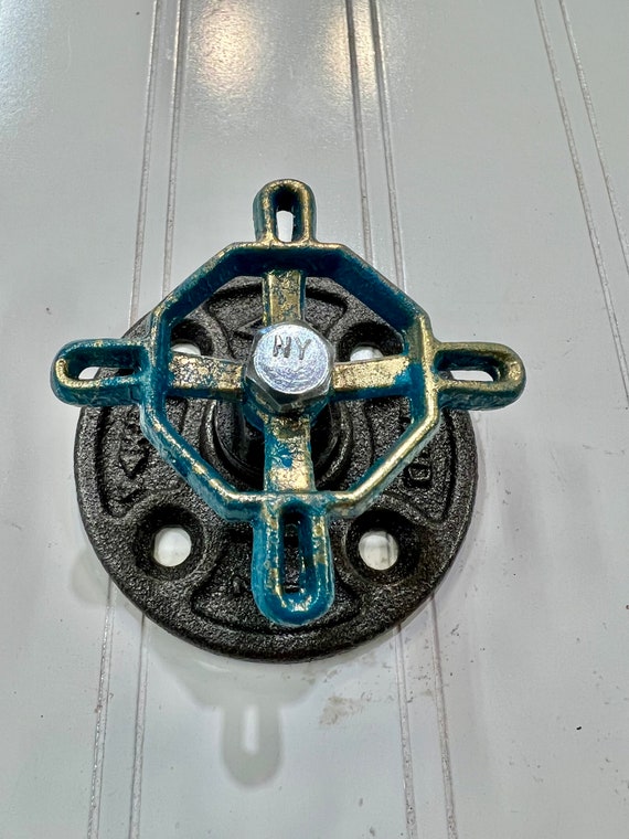 Industrial Blue with gold flakes wall hook and/or curtain tie back with faucet handle