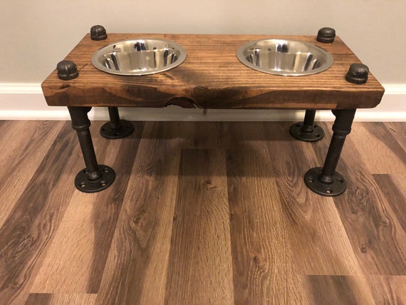 Elevated Industrial Dog Feeder, Raised Feeder, Feeder, Dog Bowl Stand (3 different Sizes & Stain Options)