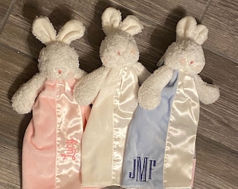 Easter Bunny/Baby Shower Gift/ Baby Banky/Personalized Baby Gift/Embroidered Bunny/Baby Girl Gift/Baby Boy Gift/ Bunny Security Blanket