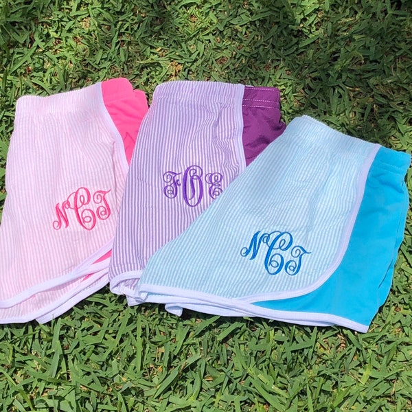 Personalized Shorts/Monogrammed Shorts/Custom Running Shorts/Seersucker Shorts/Monogrammed running shorts/Athletic shorts Name/Cheer Shorts