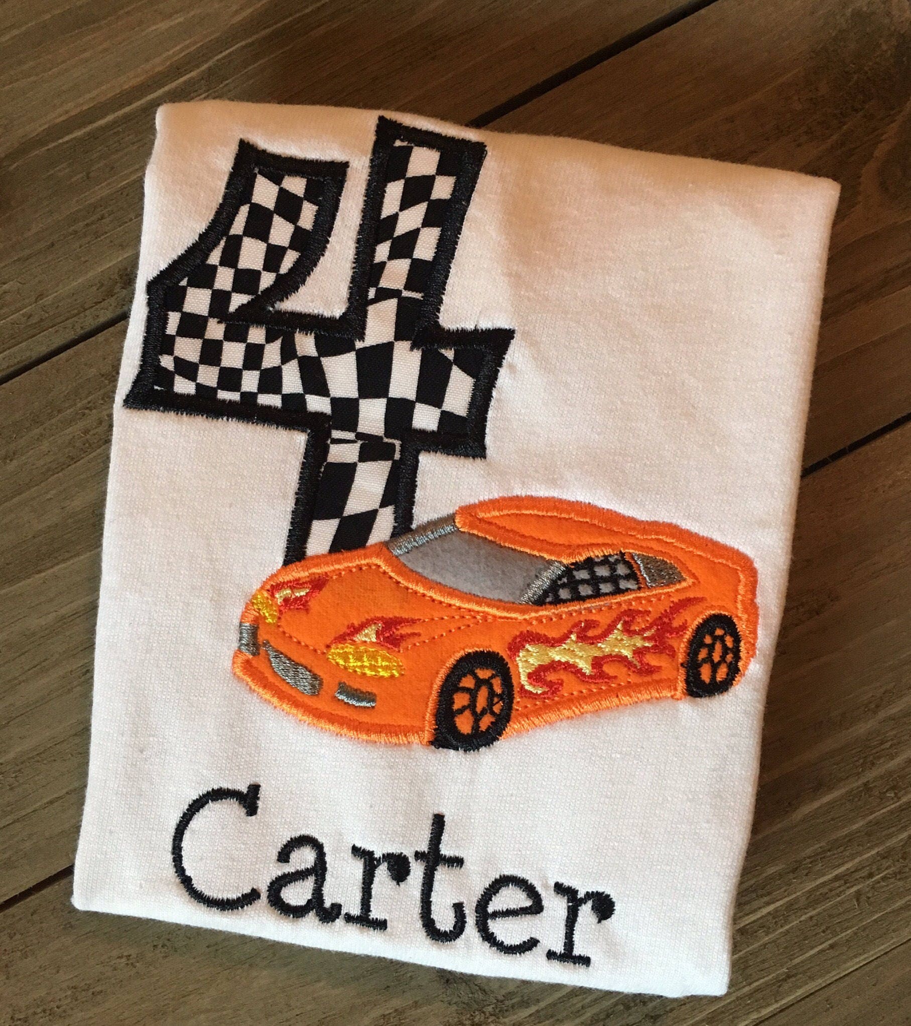 Racecar Shirt Car Birthday Shirt Race Car Applique Birthday