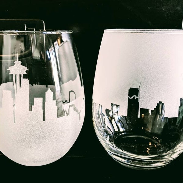 Seattle Skyline Stemless Set