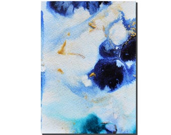 Original Painting, Small Abstract Painting, Abstract Art, White Blue, Abstract Art,Acrylic Painting,Turquoise Painting, Christmas Gift