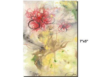 Red flower, Abstract, Original Painting, Gift for Mom, Small Abstract Painting, Abstract Art, Acrylic Painting, Gift for her, Gift for him