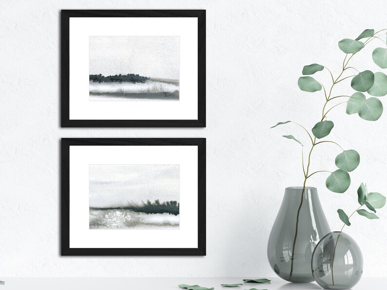 Watercolor painting, Black and White painting, Landscape painting, Minimalist, Wall Art, Kitchen Art, Office Art, Bathroom Art, Original Art image 5