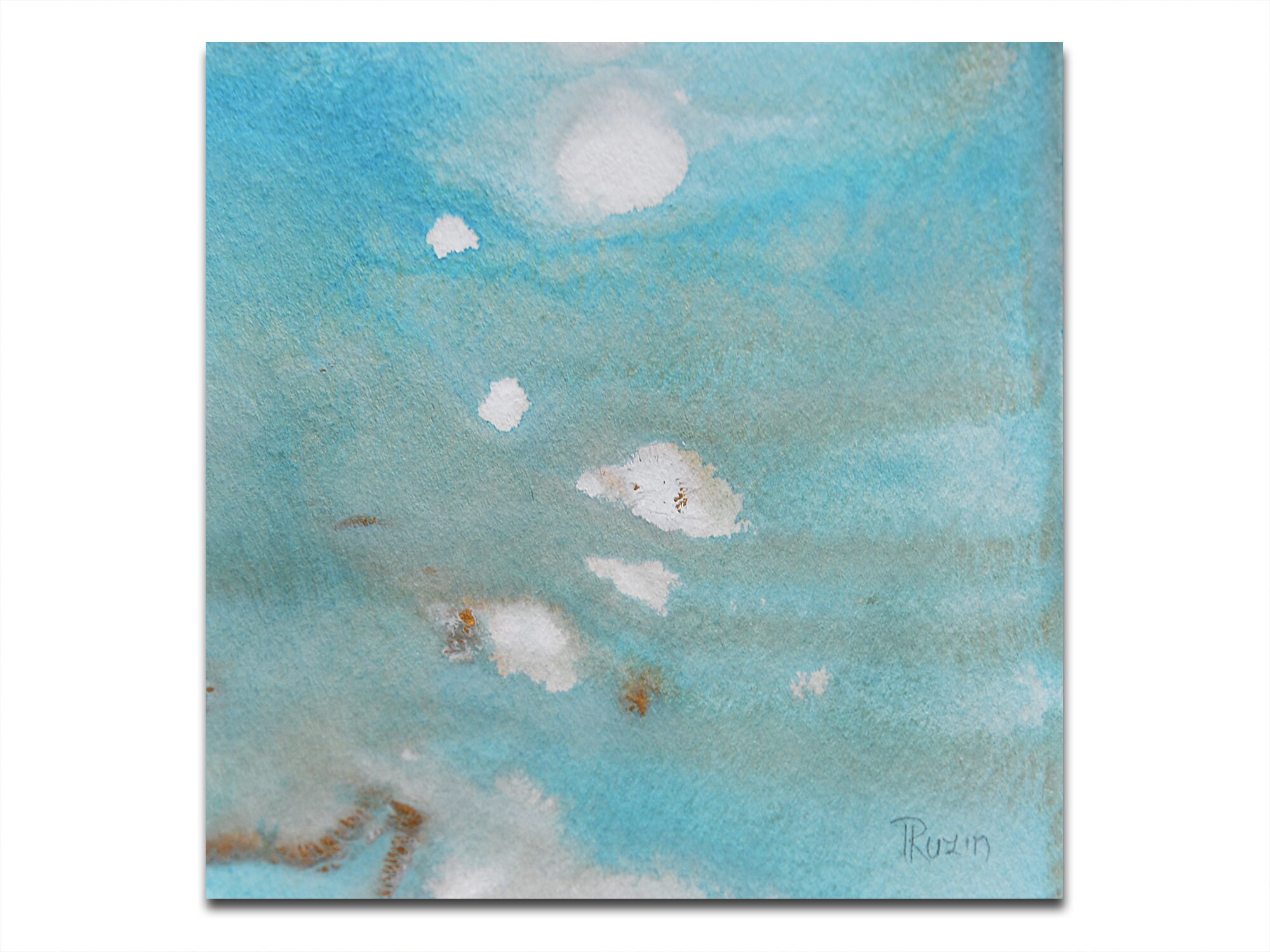 Teal Blue Painting 5x5 Abstract Original Etsy