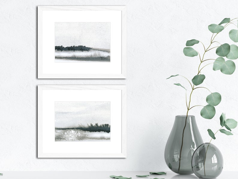 Watercolor painting, Black and White painting, Landscape painting, Minimalist, Wall Art, Kitchen Art, Office Art, Bathroom Art, Original Art image 4