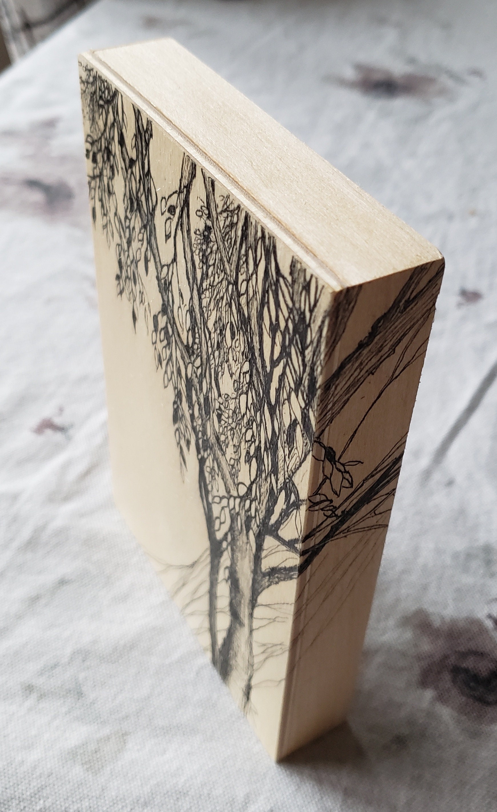Original Pen and Ink Tree Drawing, Birch Wood Panel Art (4x6) - Etsy