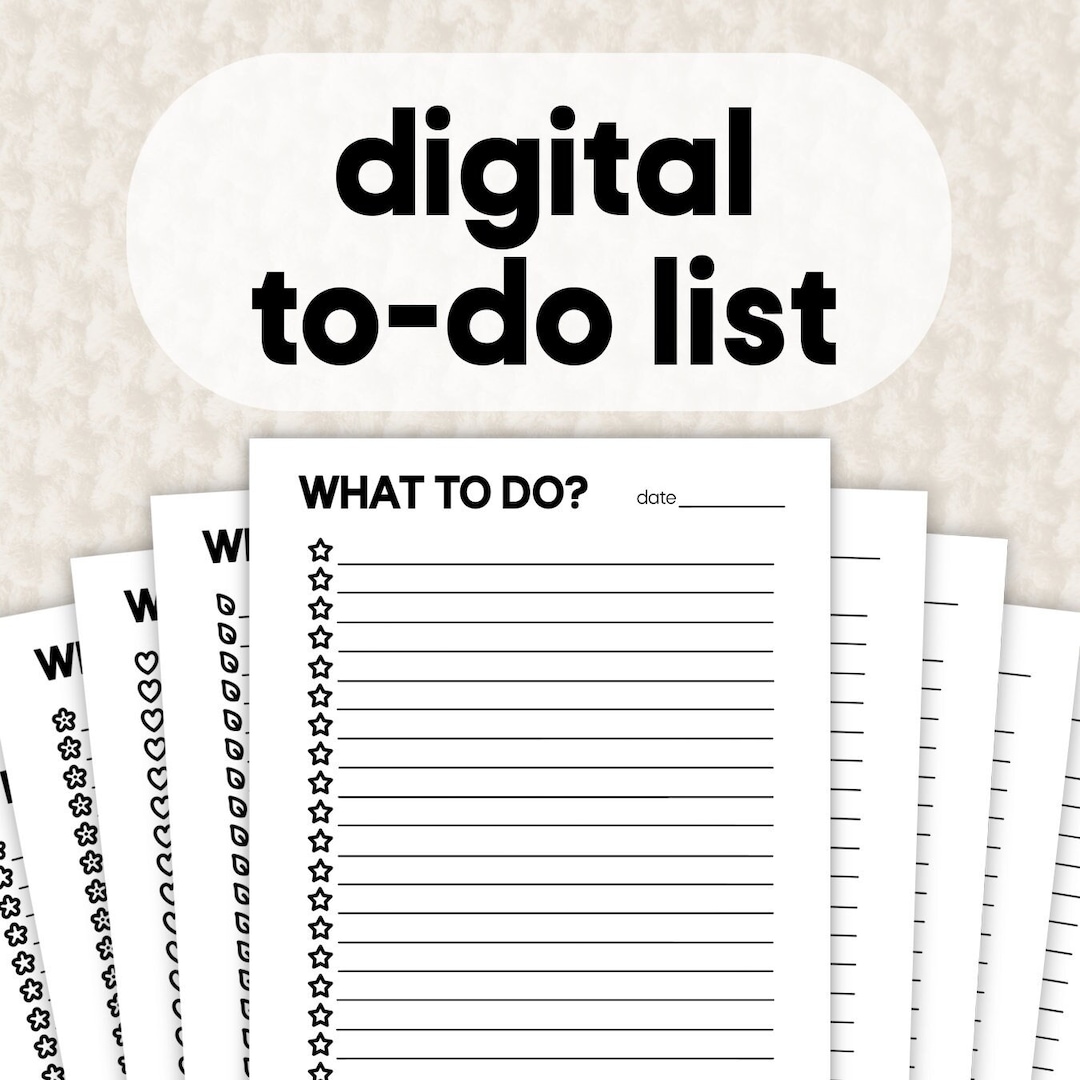 What to Do List Digital Todo List Simple to Do List Printable Todo