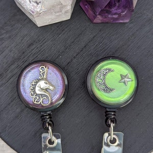 Unicorn and Moon with Star - Retractable badge holder