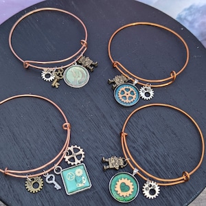 Handmade adjustable Copper wire bangle charm bracelets