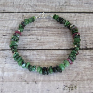 Ruby Zoisite and sterling silver bracelet