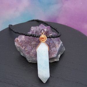 Doubled-Terminated Aquamarine Point Pendant Necklace