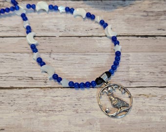 Sterling Silver Raven Triple Moon Goddess Pendant necklace