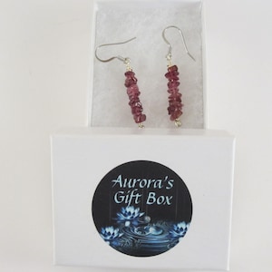Rhodolite Pink Garnet Chip Earrings with Stainless Steel French Hooks