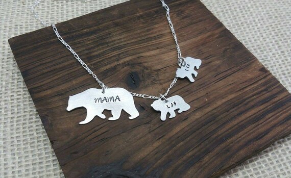 mama bear necklace with cubs