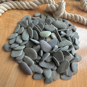 Flat Beach Stones/ Midi Sea Stones/ Smooth Pebbles/Crafting Gray Stones/ for Pebble Art/ Stone Supply/ Rocks / Pebble Supplies-150 pc