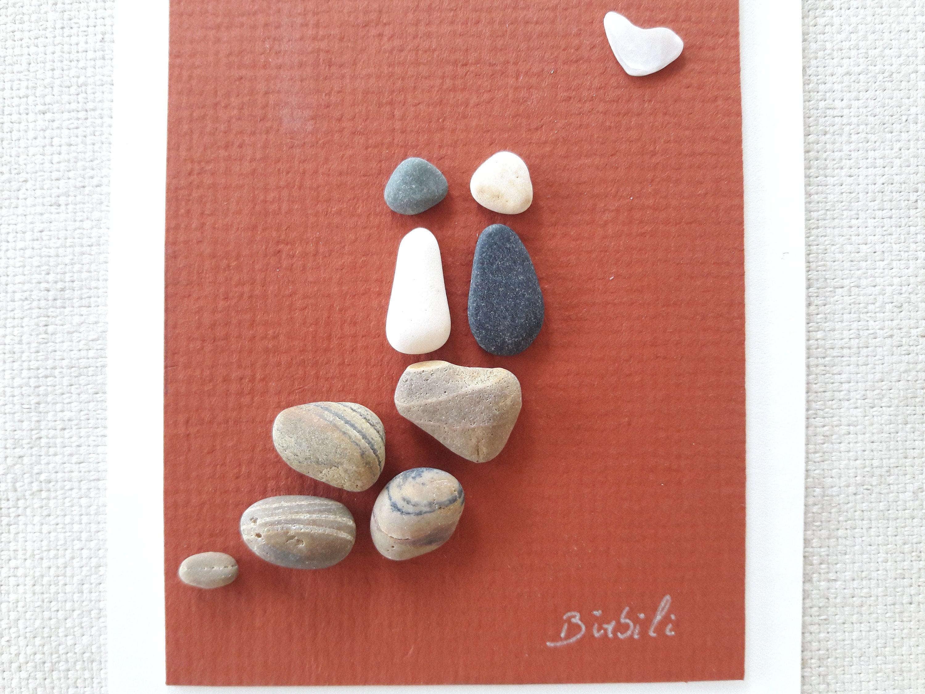 Couple d'amoureux, Cadeau Pour La St Valentin, Art Du Verre de Mer et Des Galets, Recyclage .