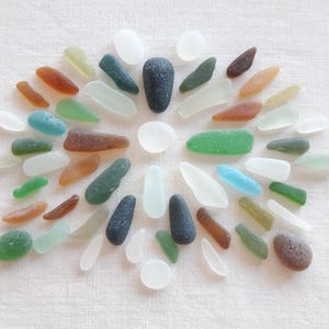 Genuine multicolored sea glass, stick-shaped. Ideal lot for jewelry, mosaic, mineral composition...