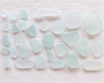 Real seafoam sea glass, pale blue polished glasses, size assortment from 0.2cm to 3cm, real sea glass.