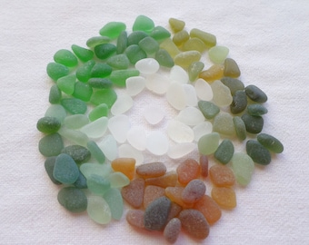 Genuine sea glass, 100 pcs, multicolored coffee bean (~0.20 to 0.40 inches). Ideal lot for decoration, jewelry, mosaic, collection.