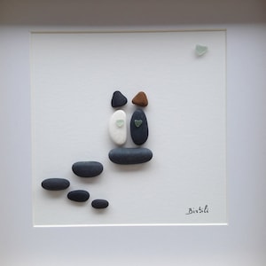 Pebble Art, Loving couple, Poetic pebble painting, Path of lovers, Minimalist decoration. Poetic wall decoration, image 1