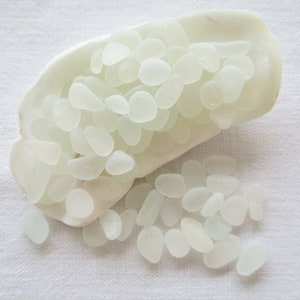 Genuine tiny sea glass, (100 pcs) white sea glass, ideal size for tiny bottles or mosaic. Atlantic seaglass.