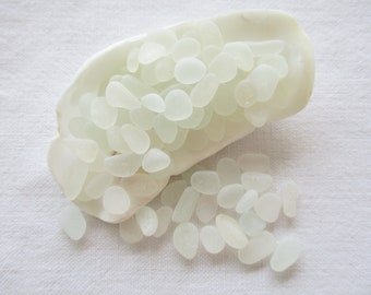 Genuine tiny sea glass, (100 pcs) white sea glass, ideal size for tiny bottles or mosaic. Atlantic seaglass.