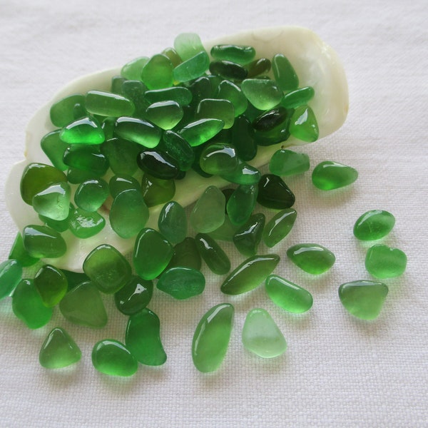 Tiny Sea Glass, 100pcs, Emerald Green, Genuine sea glass the size of a rice grain. Sea glass for mosaic, bottle ...