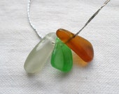 Genuine sea glass. Drilled sea glass (2mm), sea glass beads pierced at one end. Lot for jewelry.