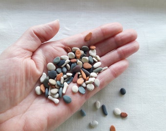 Tiny pebble, polished pottery fragments, supply for mosaic or pebble art, 100pcs.