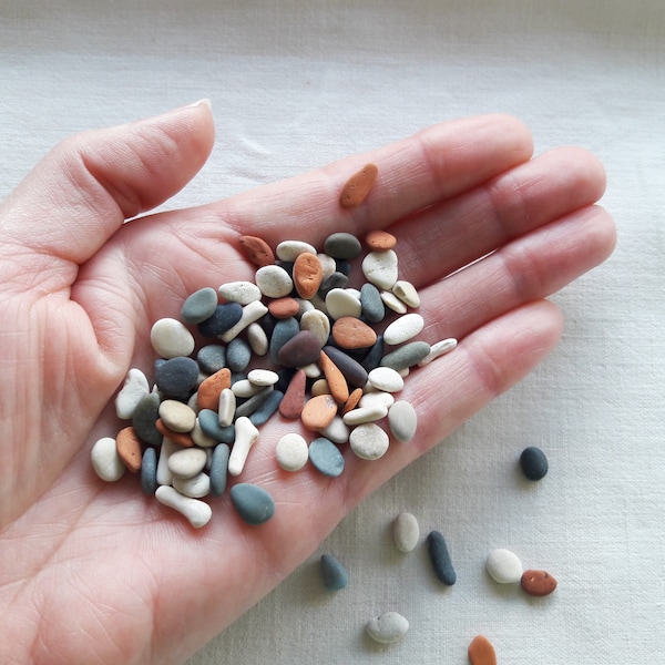 Tiny pebble, polished pottery fragments, supply for mosaic or pebble art, 100pcs.