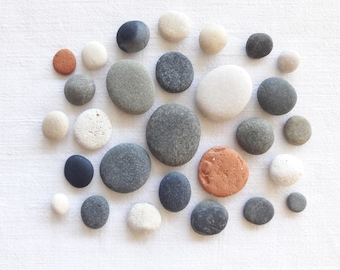 Small perfect round pebbles polished by the sea, smooth multi-colored round pebbles, Lot for decoration, mosaic or paintings.