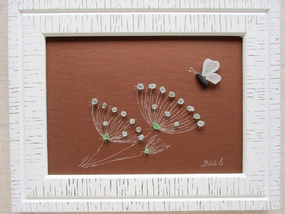 Pebble Art, Wall Decoration in Sea Glass, Art of Sea Glass, Table