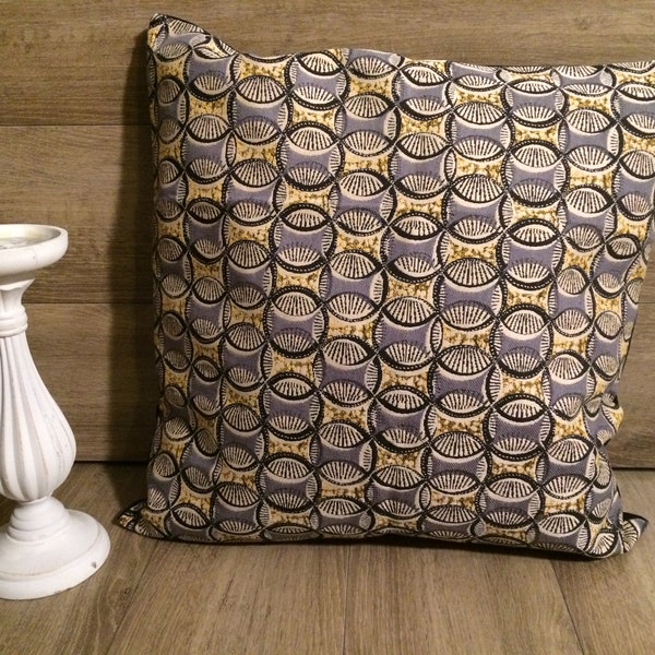 Housse de coussin à motifs ethniques jaune gris et noir