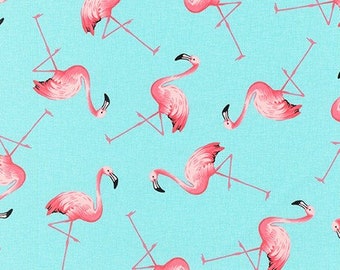 PRETTY ROSE AND HUBBLE PINK FLAMINGO PRINT FABRIC 100/% COTTON HALF METRES