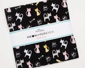 Meow and Forever 10 quot Stacker (layer cake) by My Mind 39 s Eye for Riley Blake 10-7840-42 pink and black cotton precut quilting 42 10 quot squares