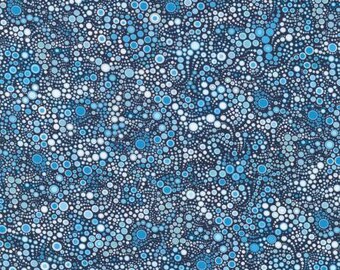 Amelia Caruso Effervescence Digital in Water woven cotton for Robert Kaufman AAQ17062246 blue white bubbles cotton yardage