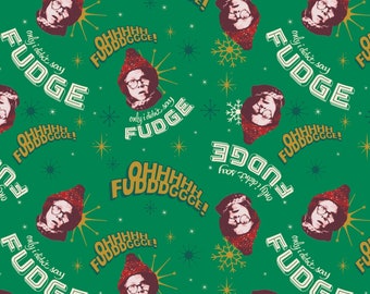 A Christmas Story Oh Fudge cotton fabric from Camelot Fabrics 23140102-2 green christmas fabric licensed yardage quilting