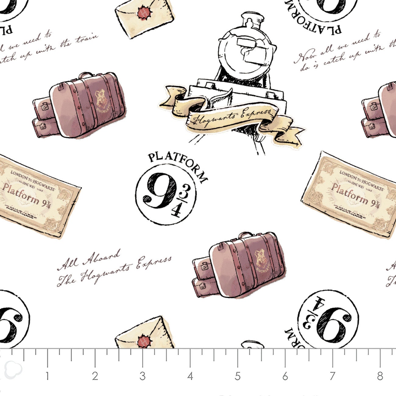 Collection de timbres Harry Potter-Lieux du Magicien-Blanc-100% coton- –  Camelot Fabrics®