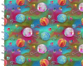 Good Kitty Digital Print Multi Yarn woven cotton fabric by Connie Haley for 3 Wishes Fabric 16544-MULTI yardage