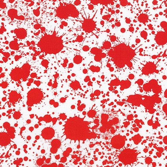 White and Red Paint Splatter Cotton Fabrics From Robert Kaufman Quilting  Cotton Blood Splatter Fabric Material by the Yard or Metre 