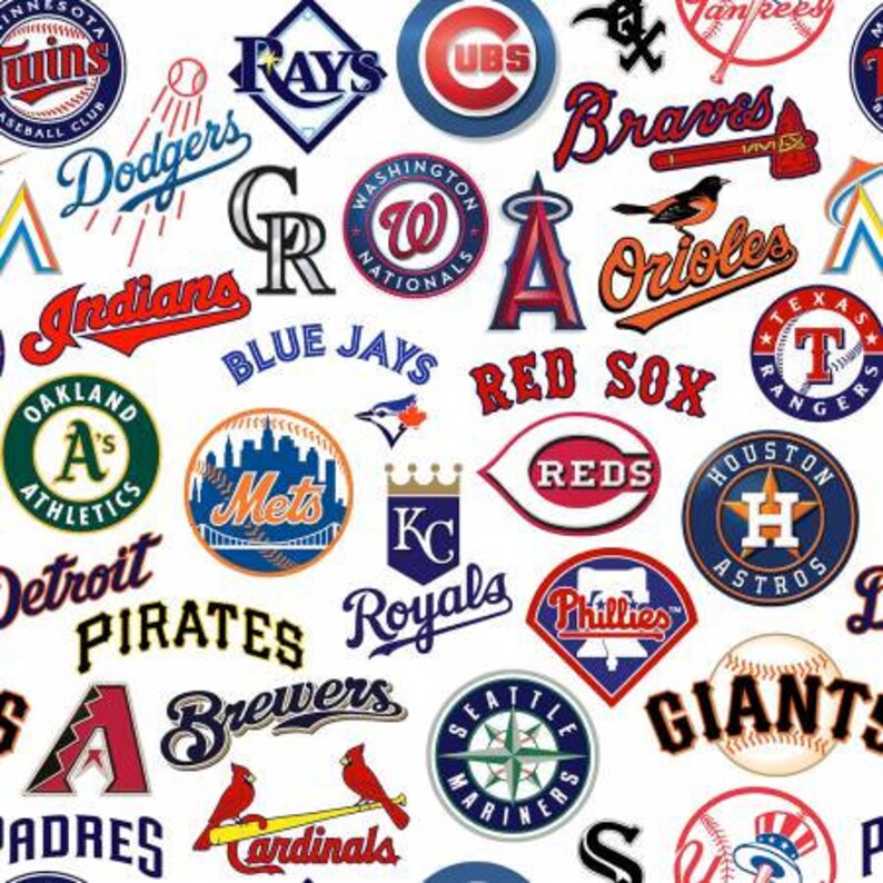 MLB All Teams Digitally Printed woven cotton from Fabric Etsy