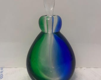 Murano Seguso Vetri d’Arte Sommerso Style Blue Green Glass Perfume Bottle
