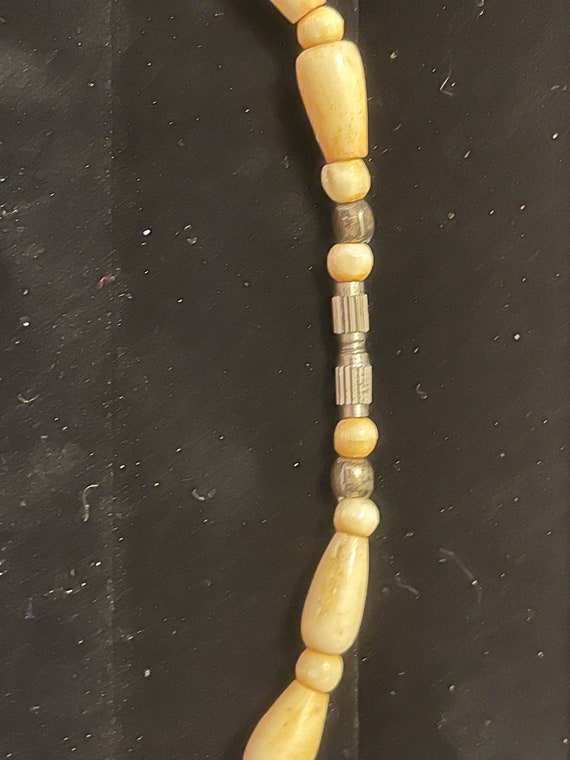 Exotic Hand Carved Bone Beaded Vintage Necklace - image 7